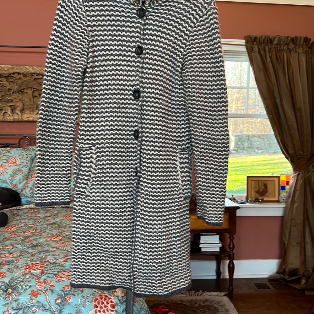 Grey and White Sweater Coat- Made in Italy! Almost New!